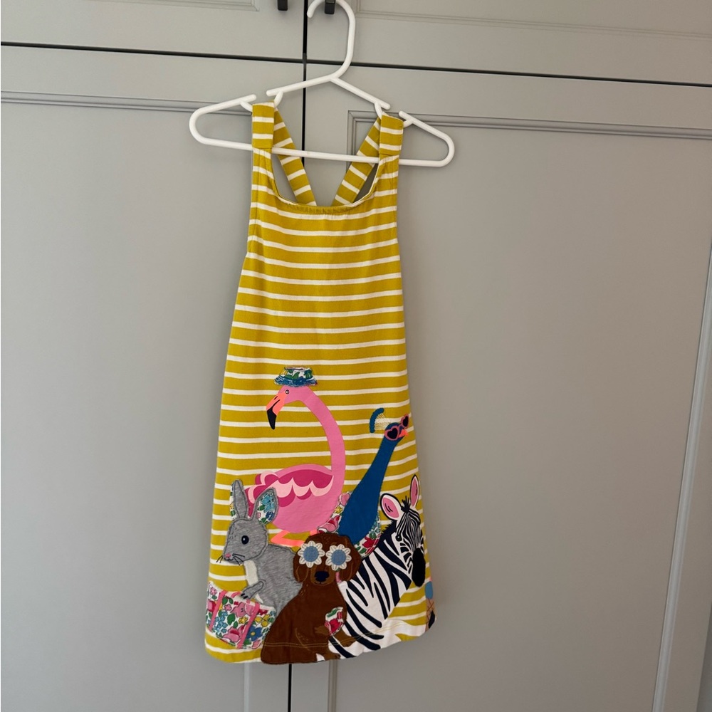 Mini Biden Yellow Striped Animal Dress Size 4-5Y
